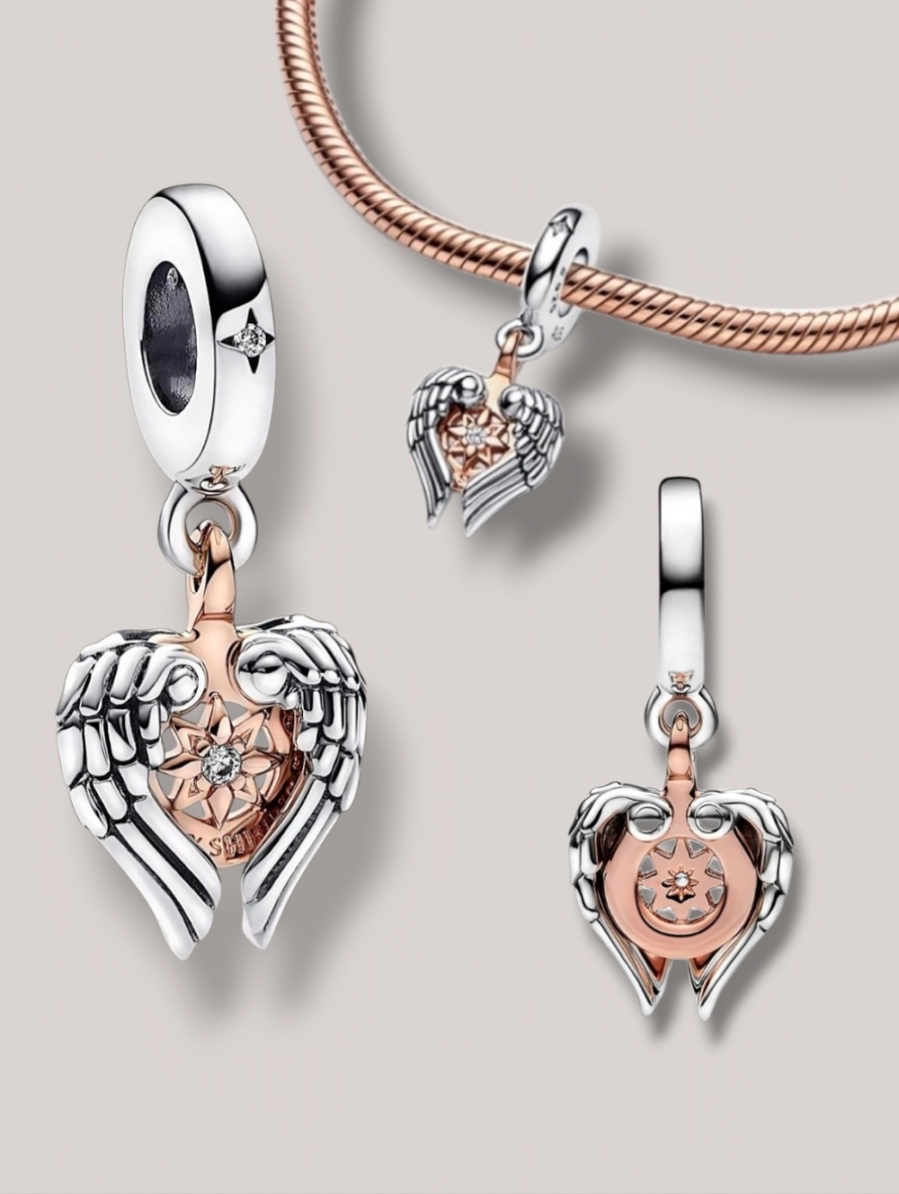 NEW🩷🩶 Pandora Rose Sterling Silver Celestial Compass Angel Wings Dangle Charm